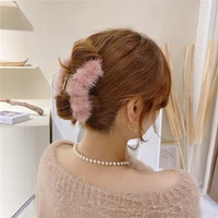 winter 1 piece of 100 mink fur claw clip big hairpin crab bathing ponytail womens girl styling hair accessories