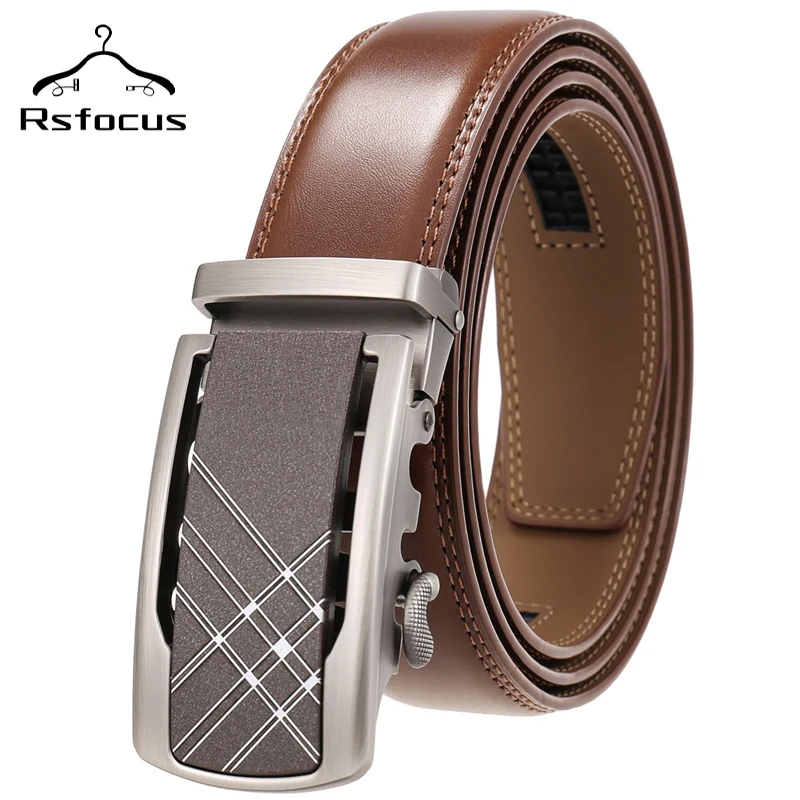 

Rsfocus Brand Designer Luxury Real Leather Belt Man Fashion Automatic Buckle Belts For Men Dark Brown Casual Male Strap R5