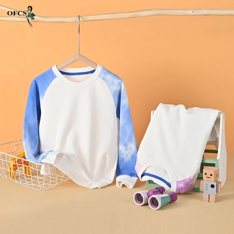 

Children's Clothing Cotton Baby Boys Girls Sweatshirts For Autumn Kids Clothes Sweater With Colored Patchwork Sleeves Outerwear