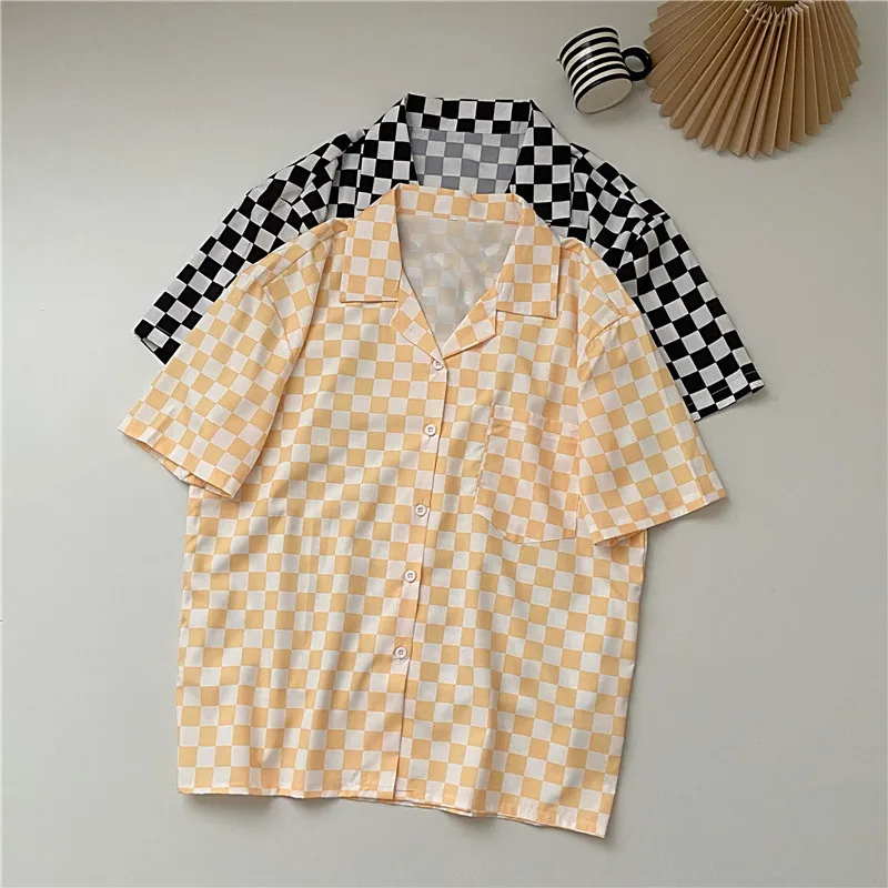 EBAIHUI 2021 модная женская клетчатая рубашка шикарная блузка с коротким рукавом