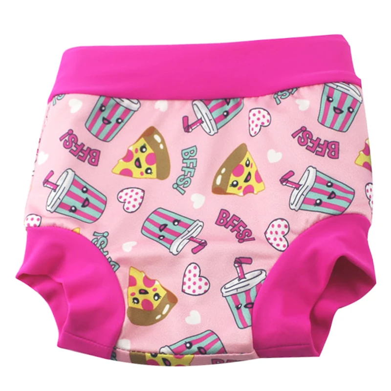 

High Waist Infant Washable Diapers Nappies Soft Polyester Pool Pant For Swimming Printed Waterproof Reusable Baby Swim Diaper