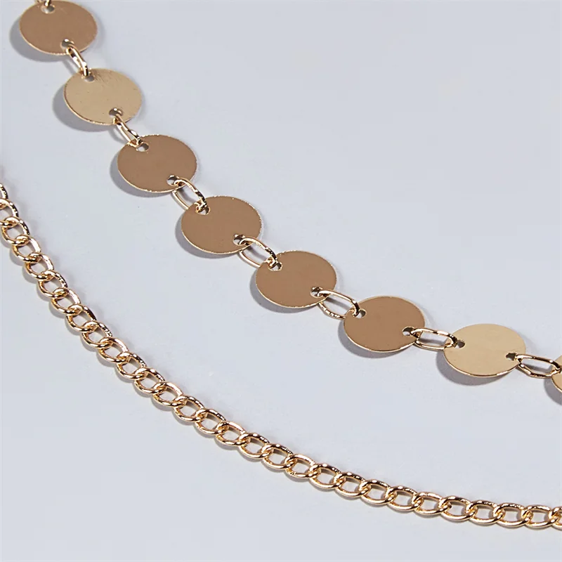 

2021 Double-Layer Simple Personality Necklace Temperament Sequin Minimalist Exquisite Accessories for Girls collares para muje