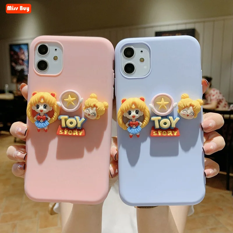 

3D Cute Cartoon Girl Matte Soft TPU Phone Cases for iPhone 13 12 11 Pro max 13 Mini X XS XR XS Max 6 6S 7 8 Plus SE 2020 Cover