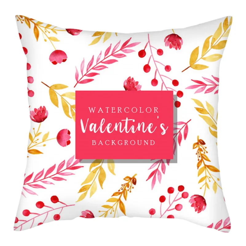 

Fuwatacchi Valentine's Day Cushion Covers Pink Flower feather Pillow Cases Cotton for Bedroom Sofa Decorative Pillow Cover 45*45