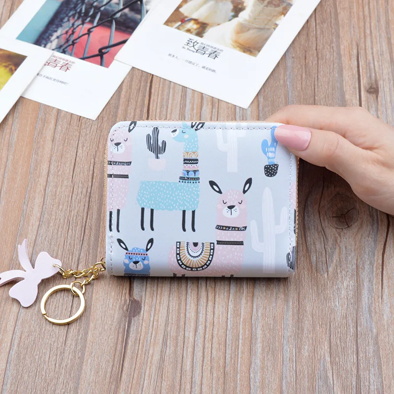 Женский мини кошелек из альпаки с мультипликационным принтом для мелочи