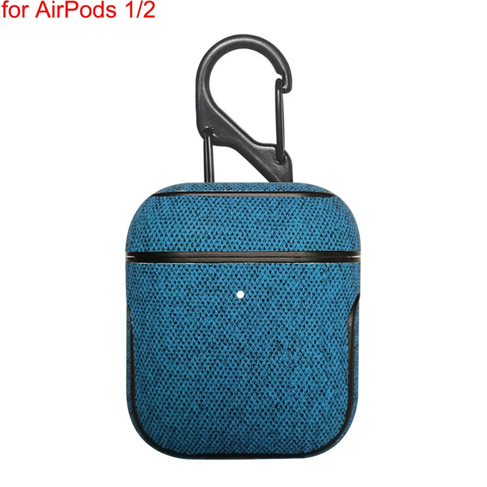 Leather Blue Bluetooth наушники кожаный чехол для Apple AirPods 1 2 Pro ткань анти-потеря противоударный чехол PU кожа для Air Pods 3 с крючком - Цвет: Leather Blue