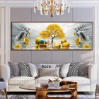 Скандинавская живопись, современное Золотое абстрактное искусство, золотое дерево и камень, картина для гостиной, домашнее украшение, настенная живопись