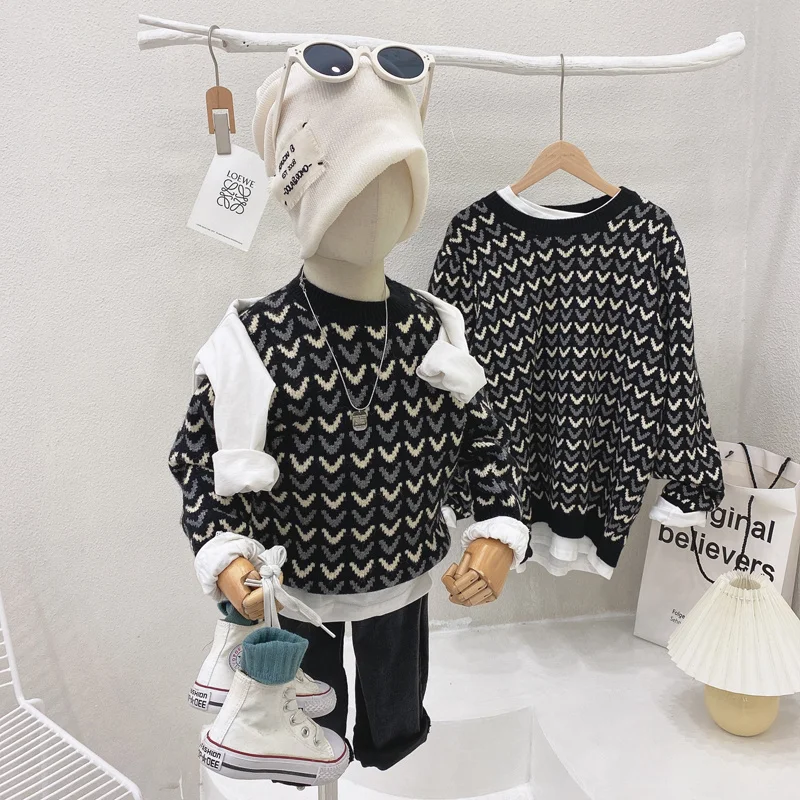 2022 Boy Child Sweater Baby Girl Winter Clothes Korean Fashion Children Knitted Sweater Kids Winter Autumn Knit Long Sleeve Tops