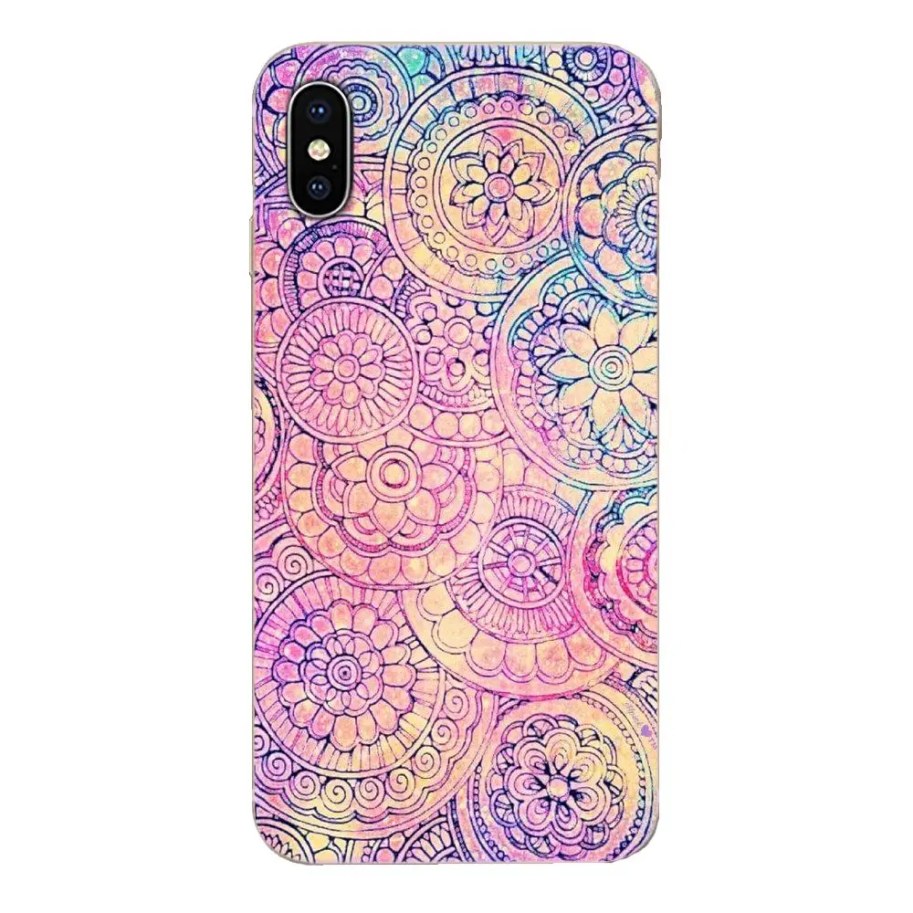 Чехлы из ТПУ сапфировое Нефритовое витражное стекло мандалы для Apple iPhone 11 Pro X XS Max