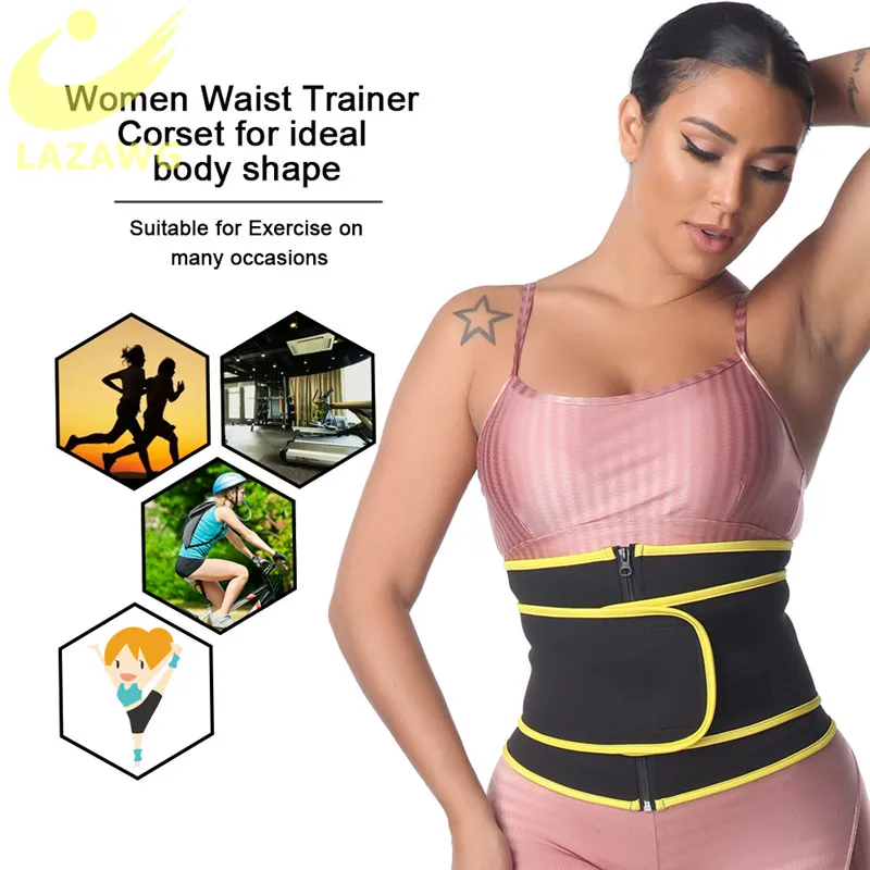 LAZAWG Front Zipper Hooks Firm Body Shapewear Neoprene Hot Sweat Waist Trainer Cincher Shaper for Weight Loss Plus Size | Женская одежда