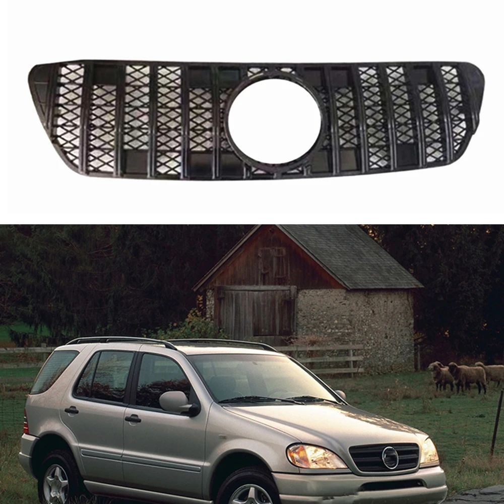 

Car Front Grille Grill For Mercedes-Benz W163 ML Class 1999-2004 ML350 ML500 ML320 GT Black Bumper Hood Mesh W/ Insect Proof Net