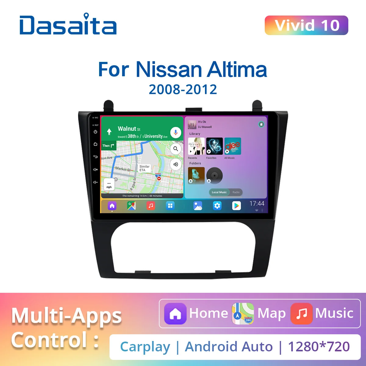 

Dasaita Vivid Nissan Altima 2008 2009 2010 2011 2012 автомобильная стереосистема Android GPS-навигация Carplay Автомобильная мультимедиа 4G 64