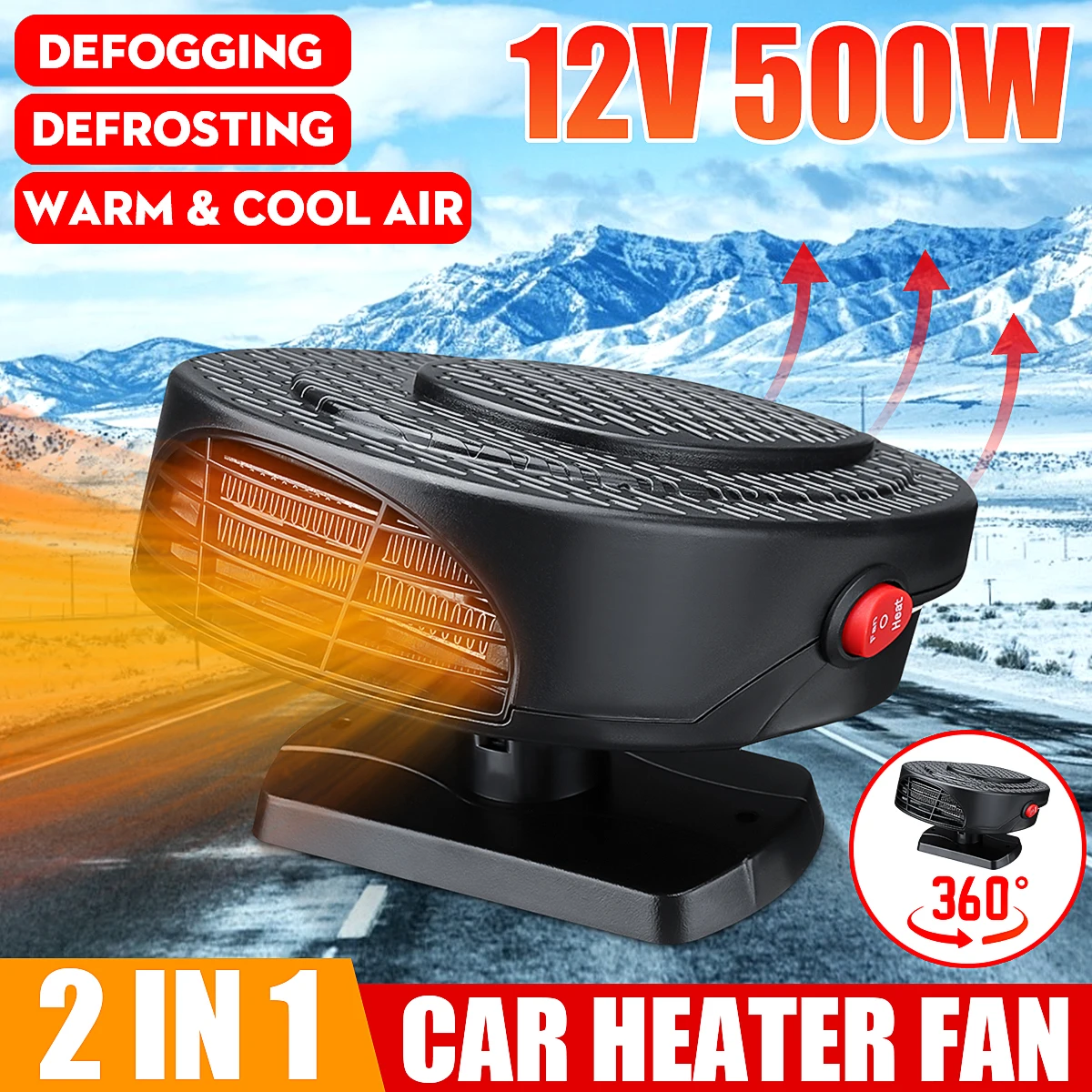 Автомобильный обогреватель 4 в 1 12 В 500 Вт|Обогрев и вентиляторы| |