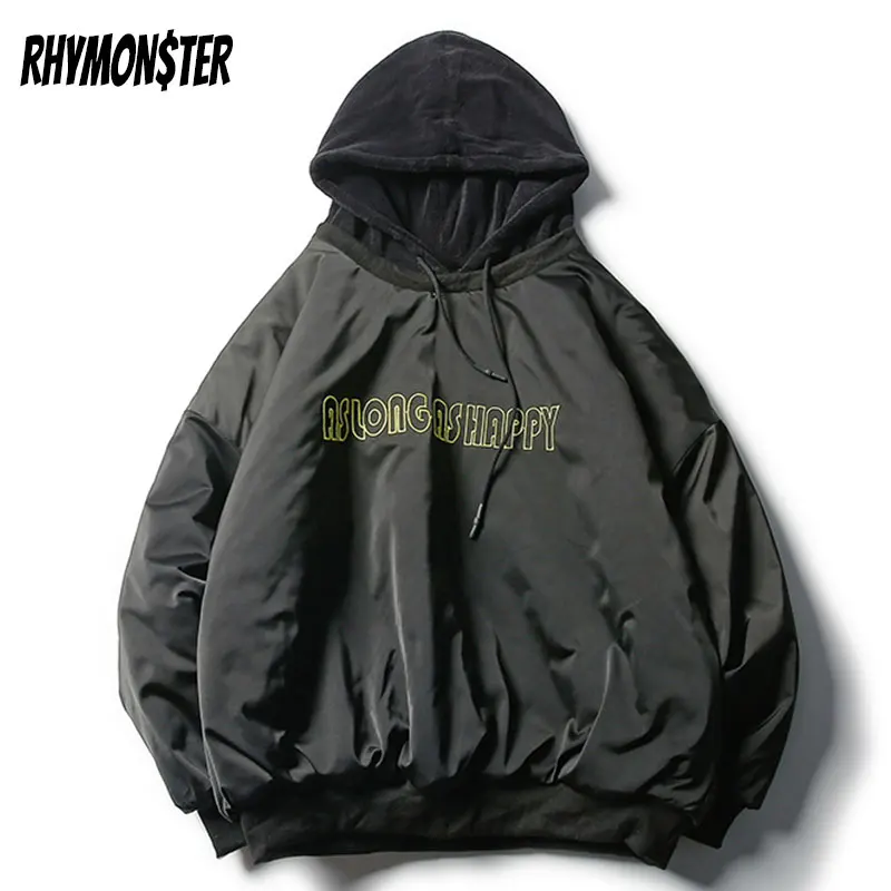 RHYMONSTER Лоскутная парка с капюшоном 2021 хип хоп письмо вышивка теплая толстая