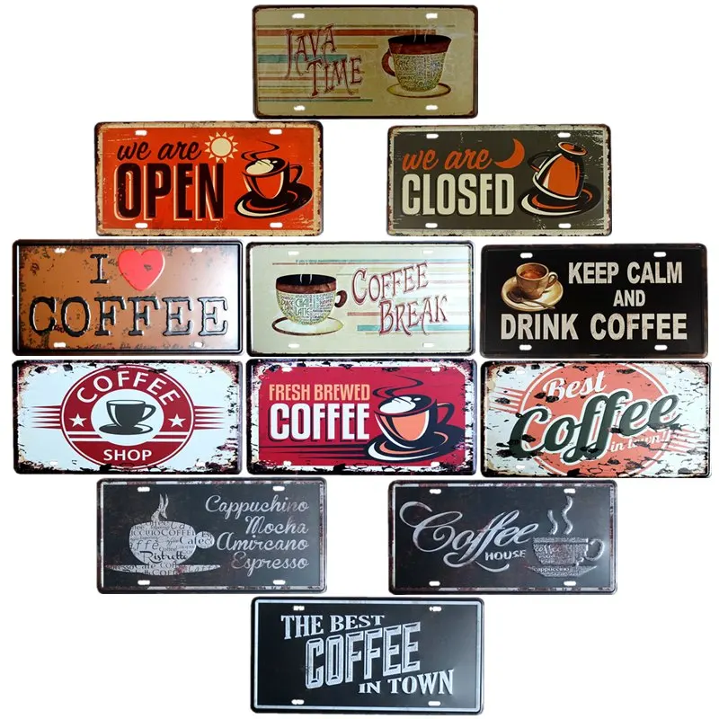 

Кофе жестяная вывеска металлические настенные таблички кафе украшения налет Винтаж бар украшения паб клуб декоративные настенные наклейк...