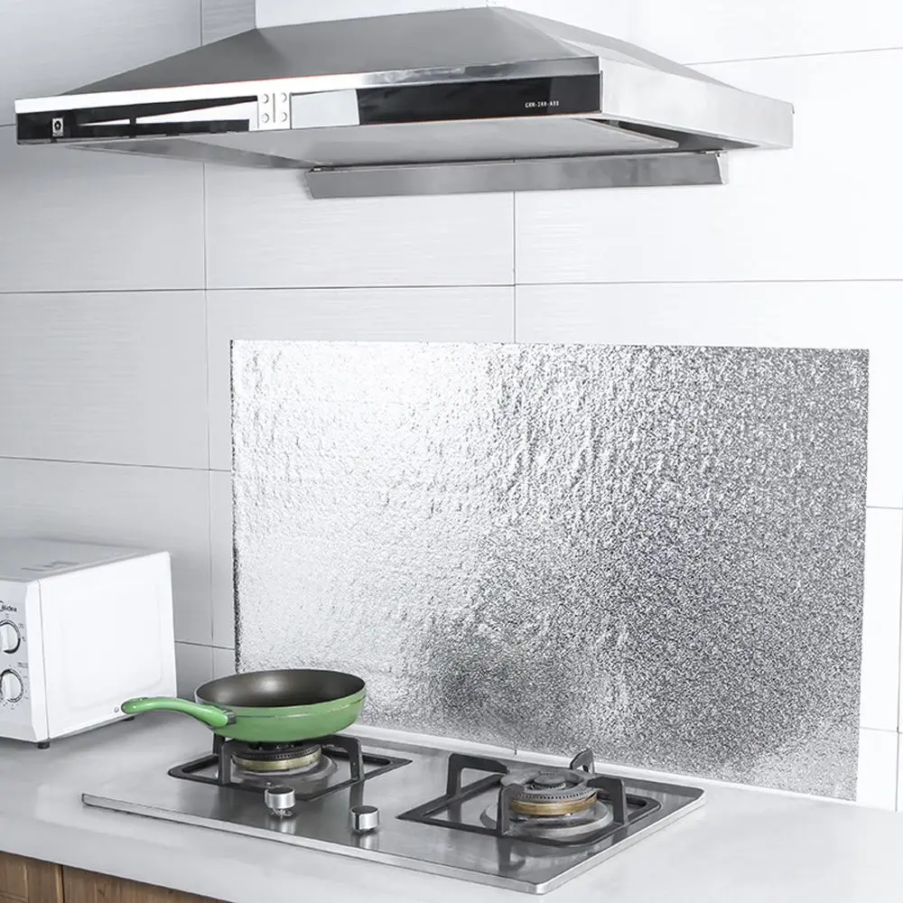 

40*100cm Kitchen High-temperature Self-adhesive Tailorable Wall Stove Aluminum Foil Oil-proof Stickers Anti-fouling Wall Sticker