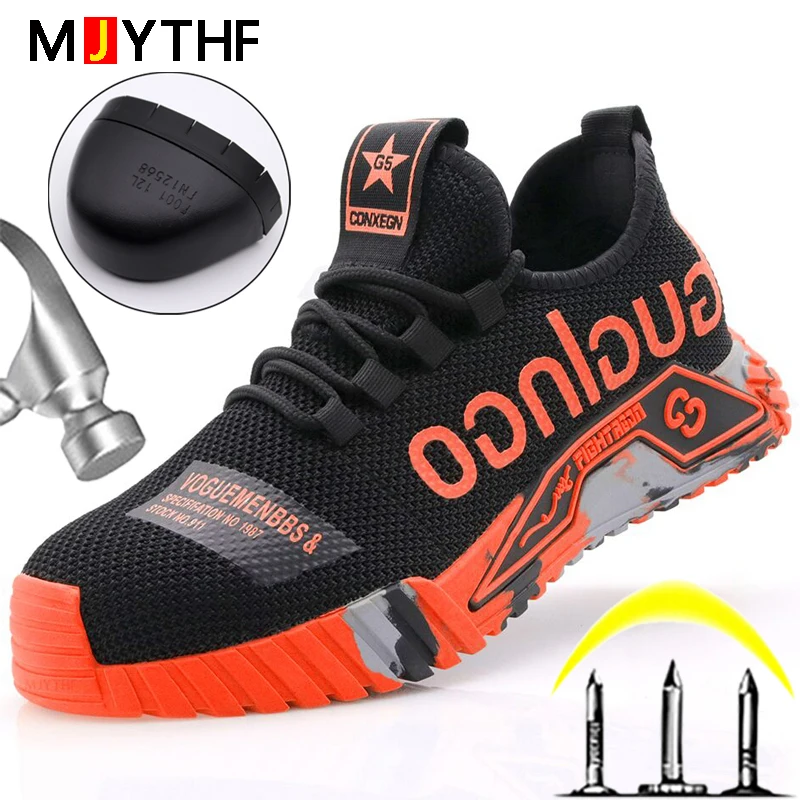 2021 New Work Sneakers Steel Toe Shoes Men Safety Shoes Puncture-Proof Work Shoes Boots Fashion Indestructible Footwear Security