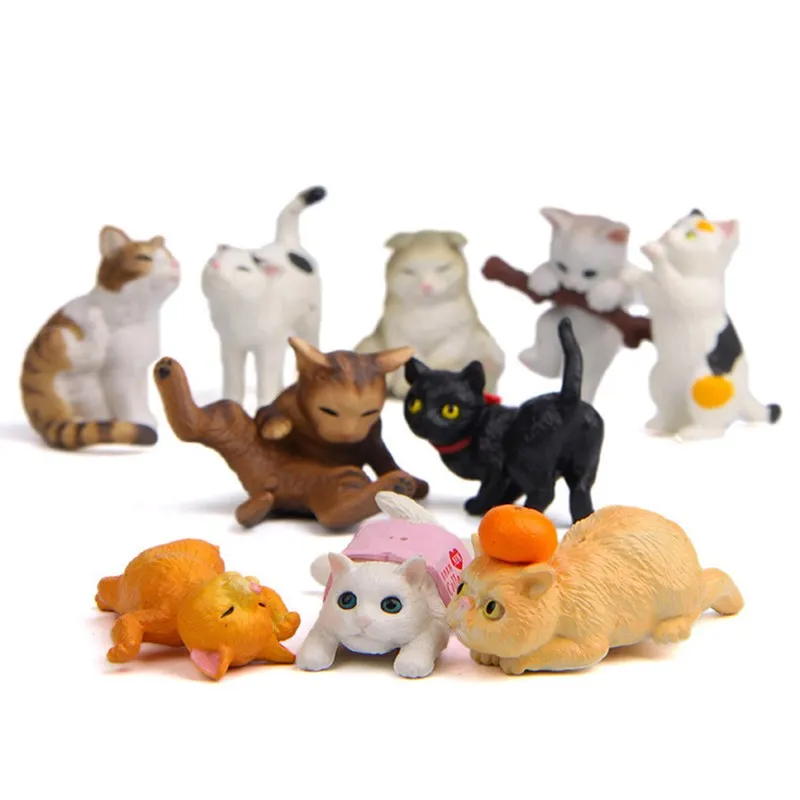 

10 шт./компл. милая фигурка кошки, милая кошка, креативная искусственная экшн-фигурка и игрушка, подарок для друзей