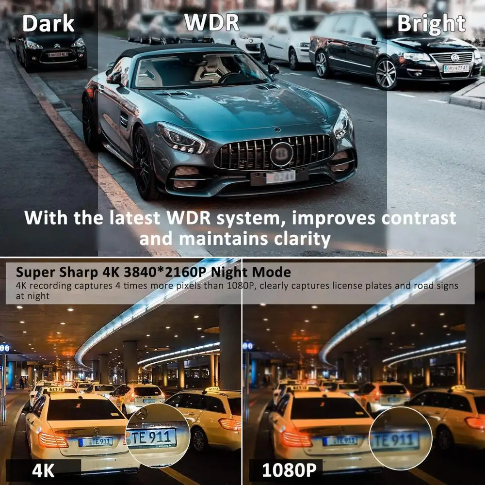 Реальные 4K 3840*2160p 30fps видеорегистратор Встроенный gps wifi Автомобильный для