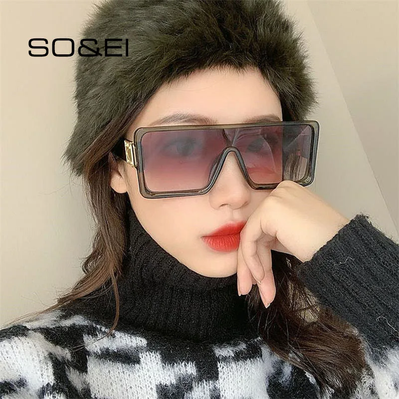 SO & EI модные популярные негабаритные Квадратные Солнцезащитные очки женские