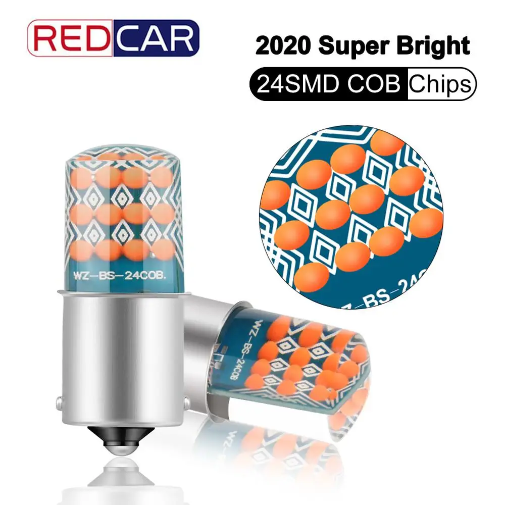 Светодиодная лампа BA15S P21W 2 шт. 1156 чипы COB R5W R10W T20 7440 24SMD автомобильные сигнальные