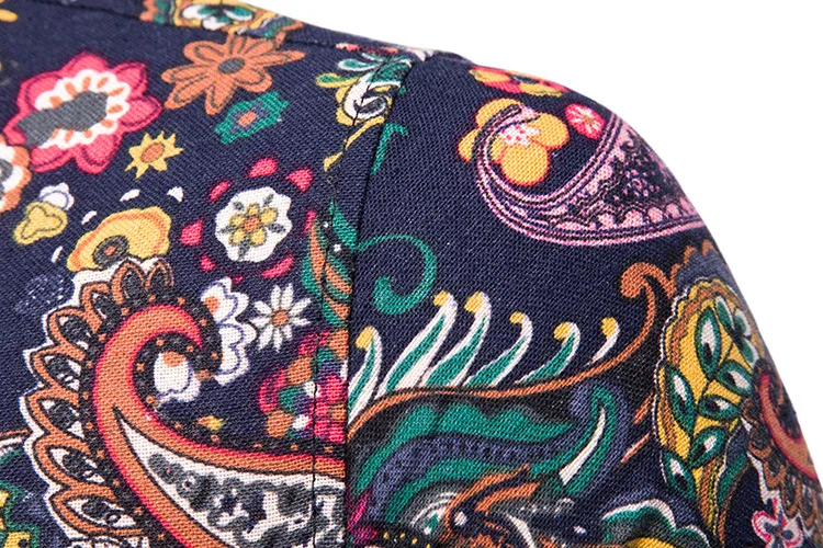 Мужская рубашка с принтом пейсли гавайская модная винтажная из хлопка и льна