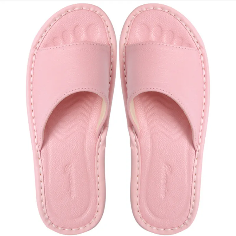 Сандалии кожаные для мужчин и женщин Нескользящие домашние тапочки с мягкой