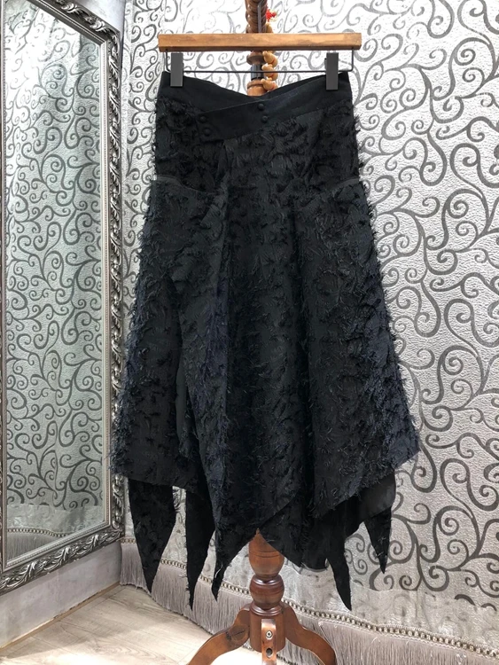 

2021 early spring new fashion women's clothing solid color decorative symmetrical pockets wild mid-length skirt 112