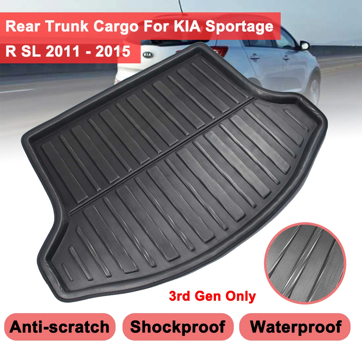 Коврик для багажника KIA Sportage R SL 2011-2015 матовый нескользящий