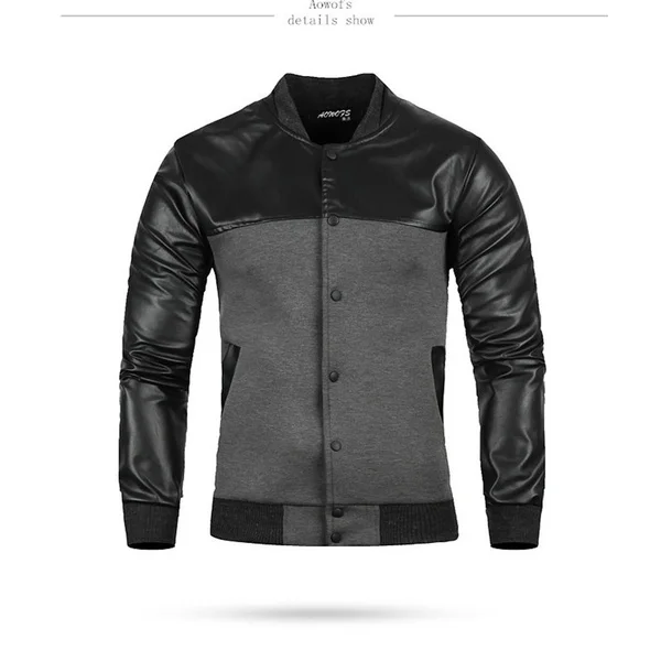 ZOGAA мужская куртка Осенняя кожаная вышивка черные/серые куртки для отдыха Skim
