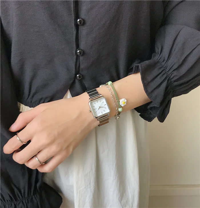 

Fashion Branded Stainless Steel Square Quartz Wristwatches Gifts Lady Women's Watches Relogio Feminino