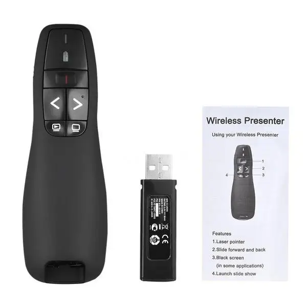 2.4Ghz Wireless Presenter Pen Transmitter Built-in USB Receiver Handheld Remote Control for PPT Presentation Teacher Assistant |
