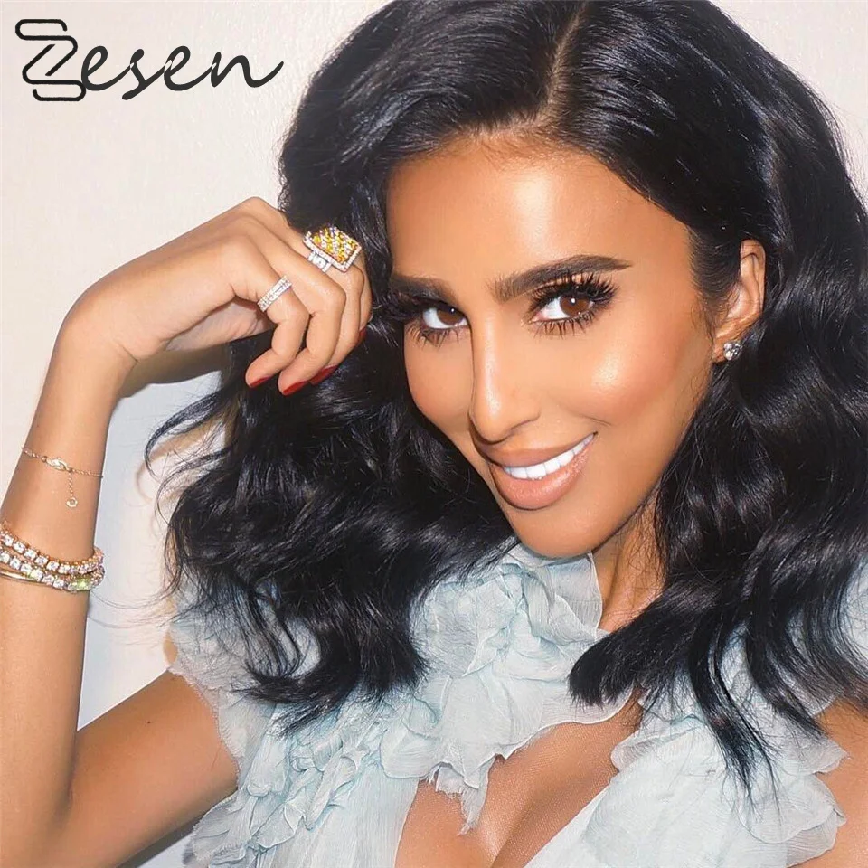 

NoEnName _ Null 13*4 черный синтетический короткий волнистый парик из термостойкого волокна, афроамериканские парики для женщин