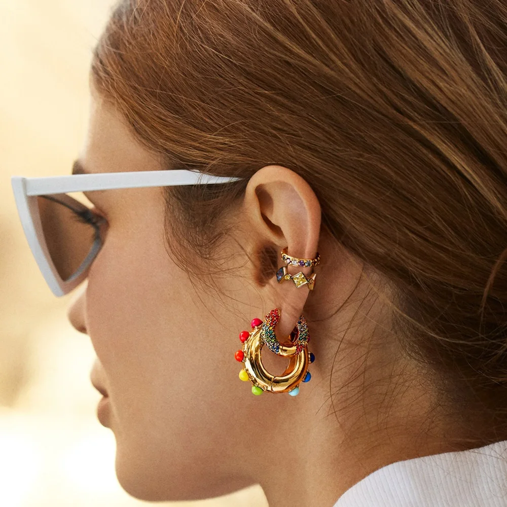 Женские инкрустированные серьги BA Color богемные металлические из цинкового
