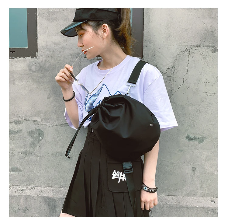 Women Men Black Drawstring Travel Bag Pocket Large Capacity Crossbody Chest Shoulder Fashion New | Багаж и сумки