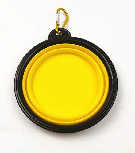 yellow Собака Кошка вода еда силиконовая миска портативный туристическая миска питатель уличная переноска для поездок кошка собака миски дозатор сумки аксессуары для домашних животных - Цвет: yellow