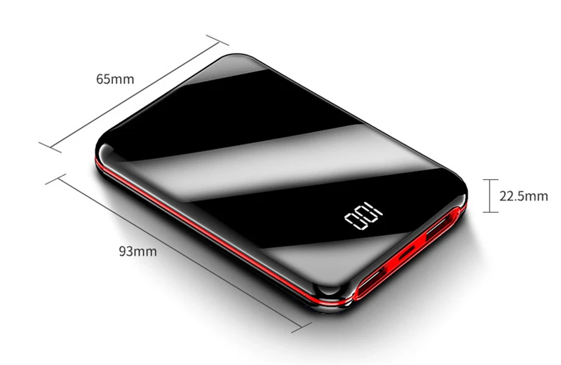 Высокая емкость 20000mAh банк питания зеркальный экран USB банк питания для iPhone Xiaomi Мобильный телефон быстрое зарядное устройство супер тонкий повербанк