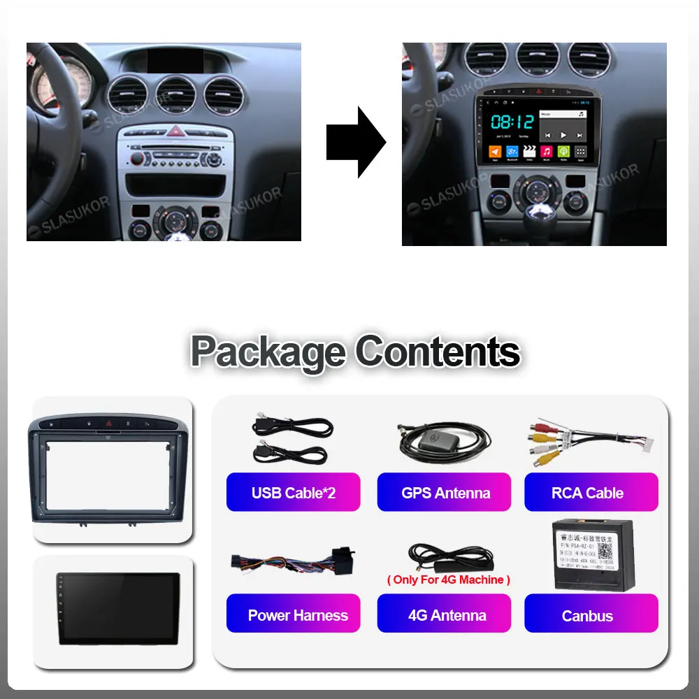 Android мультимедийный видеоплеер для Peugeot 408 308 308SW 2010 2016 DSP Автомагнитола навигация