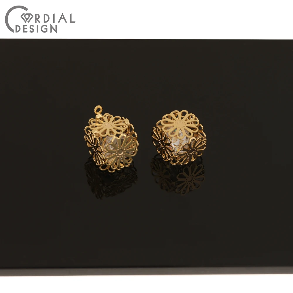 

Cordial Design 20Pcs 10*13MM Jewelry Accessories/CZ Charms/Cube Shape/Genuine Gold Plating/Pendant/Hand Made/Earring Findings