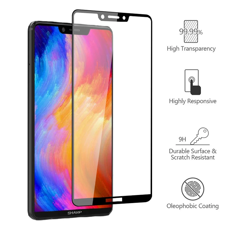Закаленное стекло для Sharp Aquos S3 s2, черное 3D полное покрытие, Защитное стекло для экрана Sharp s3 mini s2