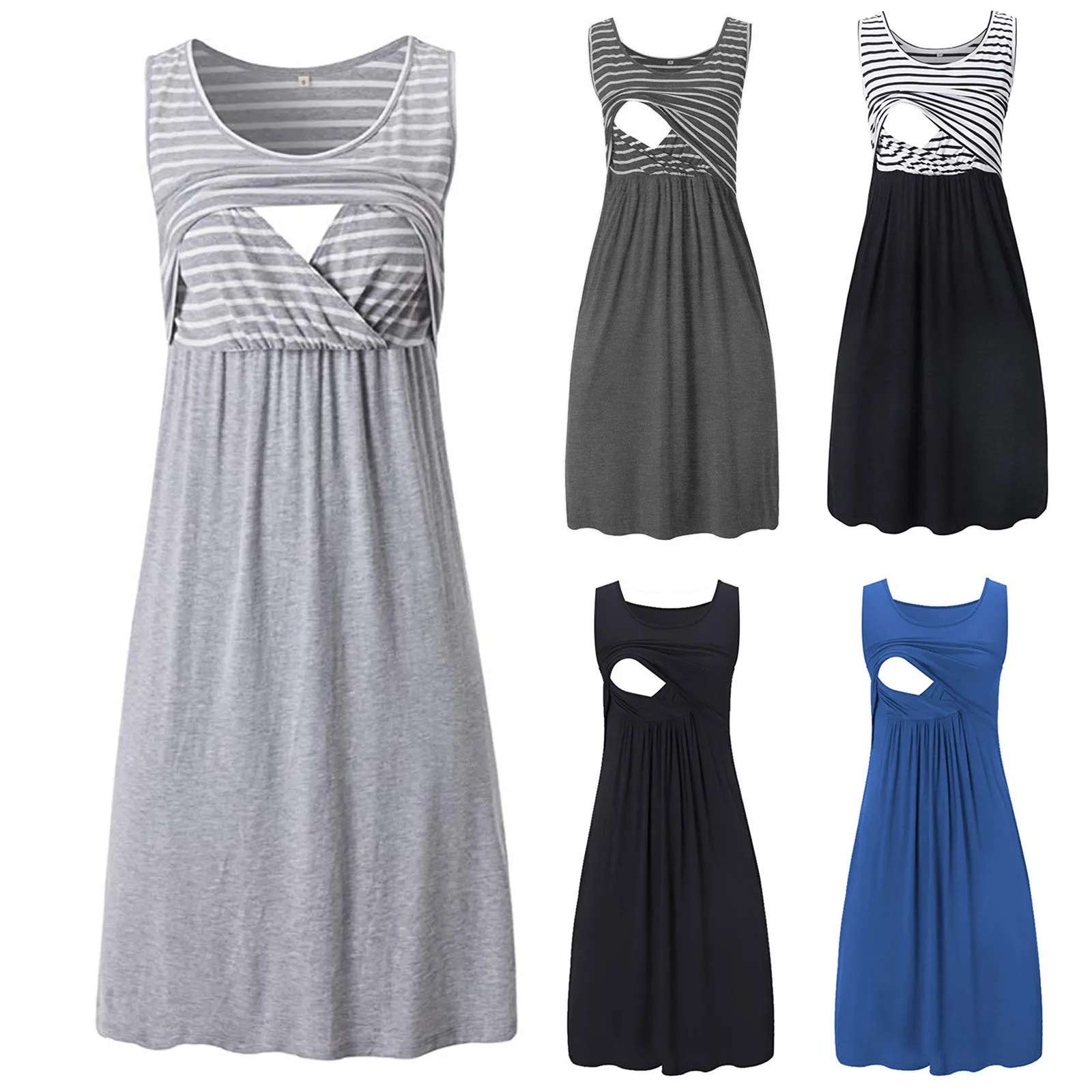 Сексуальная одежда для беременных модное Полосатое платье кормящих грудью и