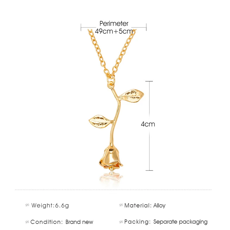 HebeDeer Rose Trendy Girl Simple Necklace Chain Women Silver Color TRENDY Pendant Necklaces Jewelry Lady Collares Collier | Украшения и