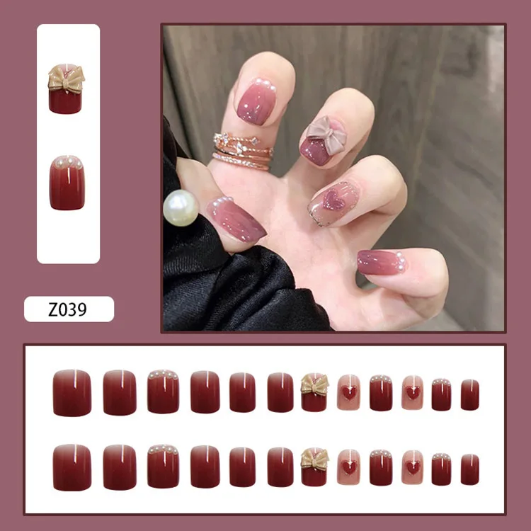 

24pcs French Jelly Grapes Wear Long Paragraph Fashion Manicure Patch False Nails Save Time Wearable Nail Patch CIN6 899
