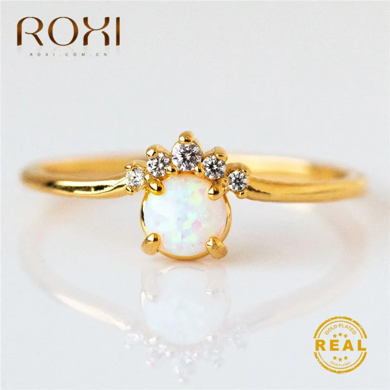 ROXI изящный круглый огненный опал кольца для Для женщин модная Корона кольцо Симпатичные цвета «Медвежья Лапа» в виде кошачьей лапки, фианиты, кристаллы, ювелирные изделия на безымянный палец женский подарок
