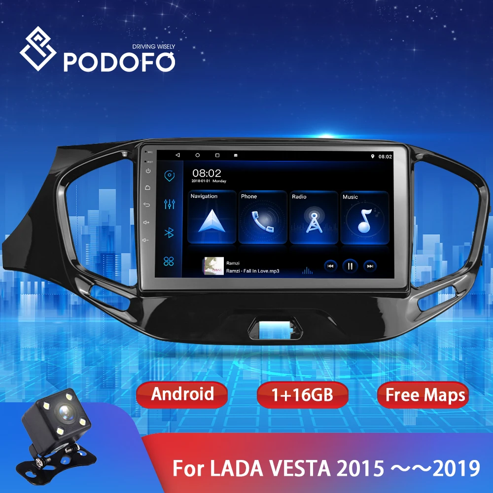 Podofo 2din автомобильный Радио Мультимедийный видео плеер для Lada VESTA 2015 2019 GPS