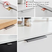 UKE Furniture Drawer Handle Solid Aluminum Alloy  Hidden Cabinet Handle Kitchen Drawer Handle Knob