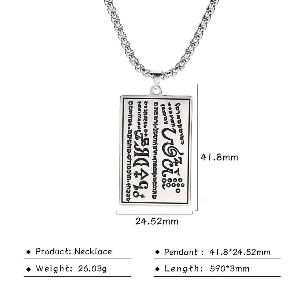Мужское ожерелье из нержавеющей стали Teamer прямоугольная подвеска с надписью на