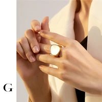 ghidbk hot sale jewelry titanium steel white mother of shell rings for women minimalist street style wide ring irregular ring