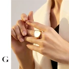 GHIDBK Лидер продаж ювелирные изделия из титановой стали белые кольца ракушки для матери для женщин Минималистский уличный стиль широкое кольцо неправильной формы