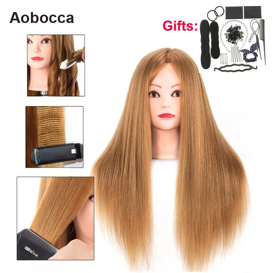 Mannequin Head 3D Eye With Long 85% Real Hair Styling Training Head Dummy Dolls Tete De Cabeza For Hairdresser Braiding Practice